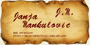 Janja Mankulović vizit kartica